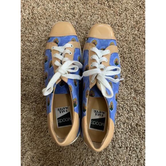 Moods Paul Mayer Made in Spain Boho Beige Paisley Shoe Lace Up Womens Size 7.5 B - Picture 2 of 9